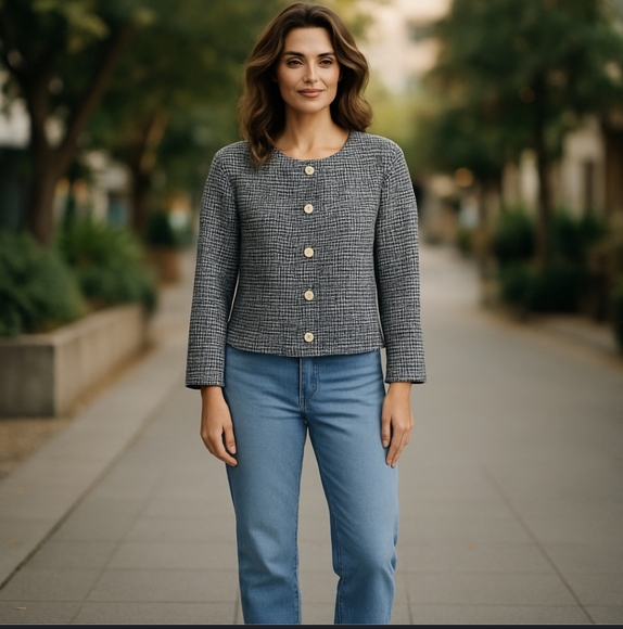 Vtg 90s Talbots Black/ White Blazer Silk Wool Blend Classic Structured Sz 12 - Picture 10 of 10